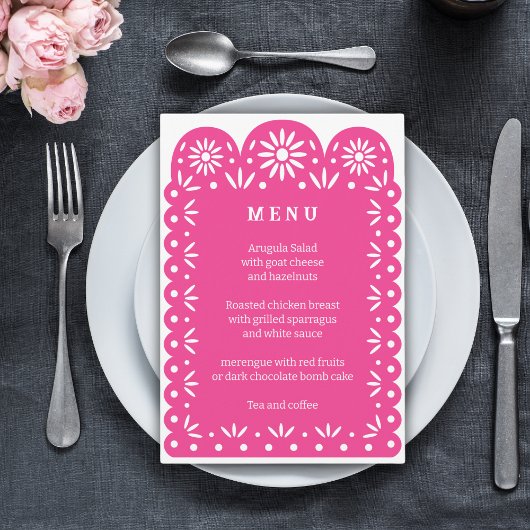 PINK MEXICAN PAPEL PICADO menu