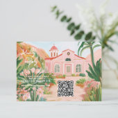 Pink Mexico Destination QR Code RSVP Kaartje (Staand voorkant)
