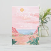 Pink Mexico Destination Wedding Kaart (Staand voorkant)