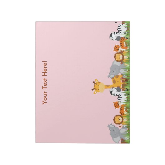 Pink mignon Jungle Baby Animals Bloc-notes (Tourné)