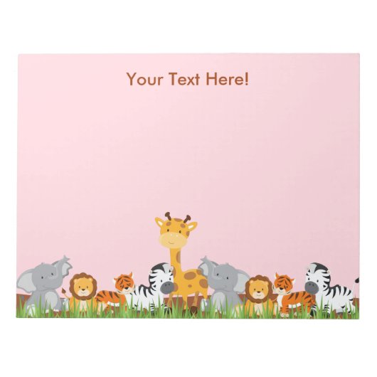 Pink mignon Jungle Baby Animals Bloc-notes (Devant)