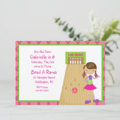 Pink, mignonne, Fille Bowling Party Invitation (Debout devant)
