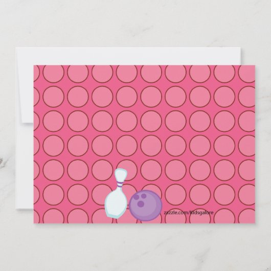 Pink, mignonne, Fille Bowling Party Invitation (Dos)