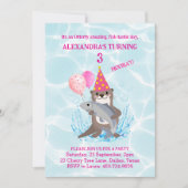 Pink mignonne Girl Sea Otter Invitation Anniversai (Devant)