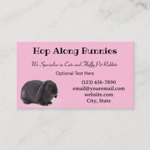 Pink Mini Lop Bunny Rabbit Breeder Visitekaartje