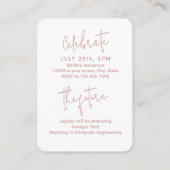 Pink Mini Modern Script Photo Graduation Invite Informatiekaartje (Achterkant)