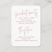 Pink Mini Modern Script Photo Graduation Invite Informatiekaartje (Achterkant)
