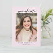 Pink Minimal Graduation Invitation (Debout devant)