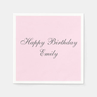 Pink Minimalist Birthday Party Napkins Servet