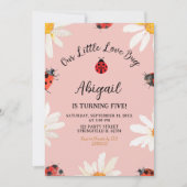 Pink Minimalist Daisy Lovebug Invitation Anniversa (Devant)