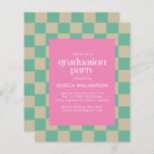 Pink Mint Checkerboard Graduparty van budget (Voorkant / Achterkant)