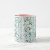 Pink Mint Green Floral Gingham Grand Millennial Mok (Midden)