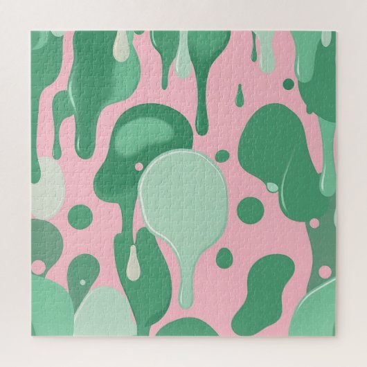 Pink Mint Green Melting Drip Pattern Abstract  Legpuzzel (Verticaal)
