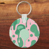 Pink Mint Green Melting Drip Pattern Abstract Sleutelhanger (Voorkant)