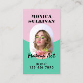 Pink mint green minimalist makeup visitekaartje (Voorkant)