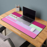 Pink Mint Green Purple Stripes Nom du Motif<br><div class="desc">Ajoutez une touche personnalisée à votre espace de travail avec le Mat Motif de bureau de type Pink, Mint Green et Purple Stripes. Doté d'un design rayé élégant dans des teintes vives, ce tapis offre une surface lisse pour votre clavier et votre souris tout en rehaussant votre bureau avec un...</div>