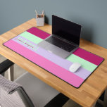Pink Mint Green Purple Stripes Nom du Motif<br><div class="desc">Ajoutez une touche personnalisée à votre espace de travail avec le Mat Motif de bureau de type Pink, Mint Green et Purple Stripes. Doté d'un design rayé élégant dans des teintes vives, ce tapis offre une surface lisse pour votre clavier et votre souris tout en rehaussant votre bureau avec un...</div>
