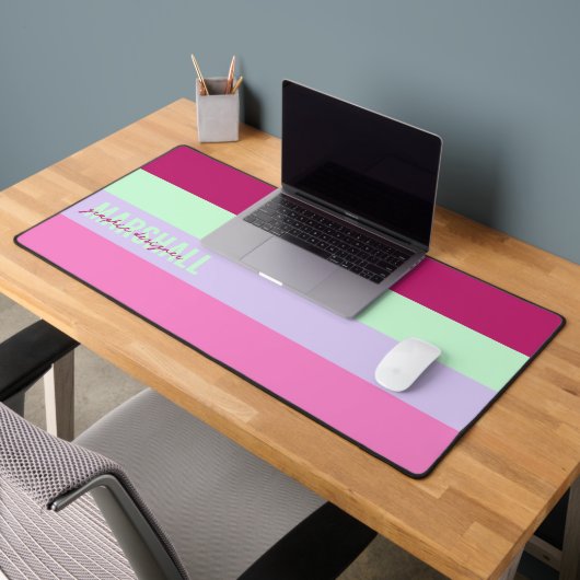 Pink Mint Green Purple Stripes Nom du Motif (Bureau 2)