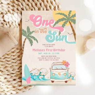Pink Mint One in the Sun Surfen 1e verjaardag Kaart