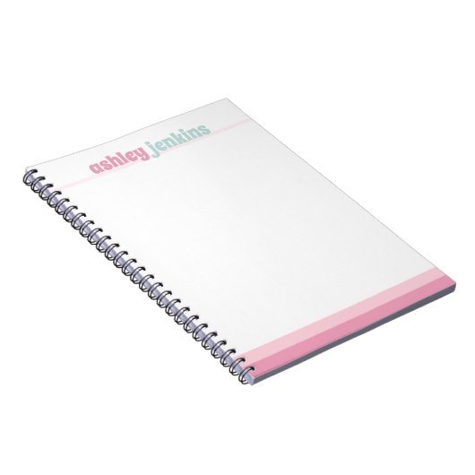Pink & Mint Personalized Name Spiral Notebook Notitieboek (Rechterzijde)