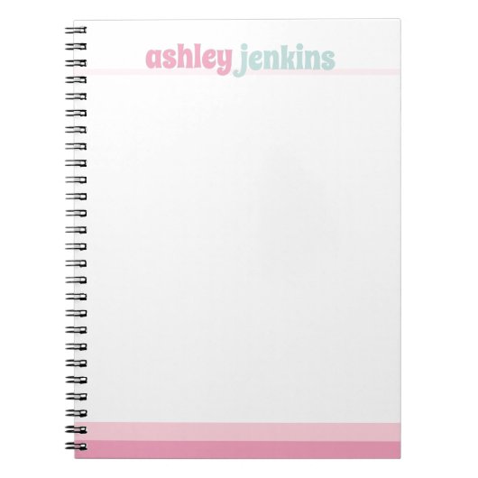 Pink & Mint Personalized Name Spiral Notebook Notitieboek (Voorkant)