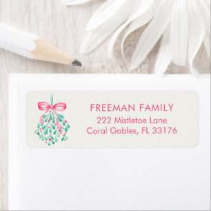 Pink Mistletoe Girl Baby shower Adreslabel Etiket