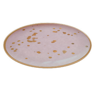 Pink mit goldenen Klecksern Schneidebrett Glas Snijplank