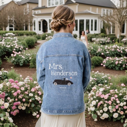Pink Mme Brides Nom Voiture Classique Denim Veste (Mariage Retour)