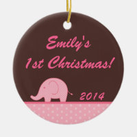 Pink Mod Elephant Jungl Nom personnalisé Ornement