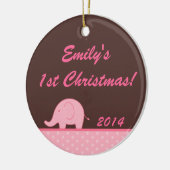 Pink Mod Elephant Jungl Nom personnalisé Ornement (Gauche)