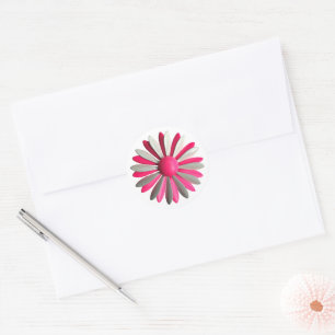 Pink MOD Flower Spring Summer Garden Weddenschap Ronde Sticker