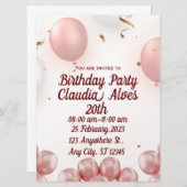 Pink Modern anniversaire invitation (Devant / Derrière)