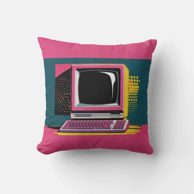 Pink Modern Art Vintage Coussin informatique (Recto)