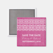 Pink Modern Bohemian Save the Date Magnet (Recto/Verso)