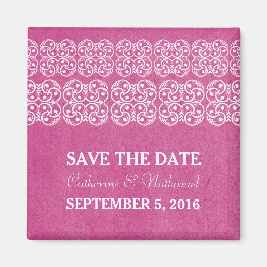 Pink Modern Bohemian Save the Date Magnet (Devant)