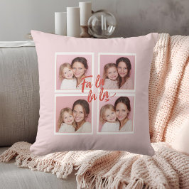 Pink Modern Christmas Photo Collage | Fa La La La Kussen