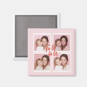 Pink Modern Christmas Photo Collage | Fa La La Magneet (Voorkant / Achterkant)