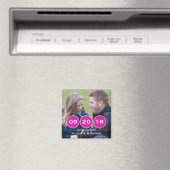 Pink Modern Circles Photo Save the Date Magnet (In Situ (Lave-vaisselle))