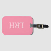 Pink Modern Double Layer Simple Initial Monogram  Bagagelabel (Voorkant (horizontaal))