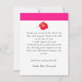 Pink Modern Floral Photo Collage Graduation Merci (Dos)