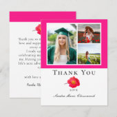 Pink Modern Floral Photo Collage Graduation Merci (Devant / Derrière)