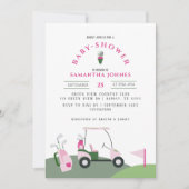 Pink Modern Golf Baby Shower Invitation (Devant)
