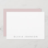 Pink Modern Minimalist Monogram Name Personalized Notitiekaartje (Voorkant / Achterkant)