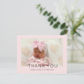 Pink Modern Nouveau Merci bébé photo carte postale (Debout devant)