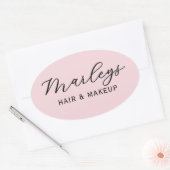 Pink Modern Script Business Monogram Ovale Sticker (Envelop)