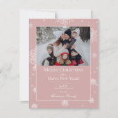 Pink Modern Snowflakes Plat Holiday Carte photo (Devant)