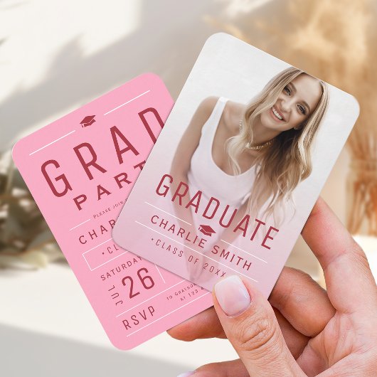 Pink Modern Typographie Photo Invitation
