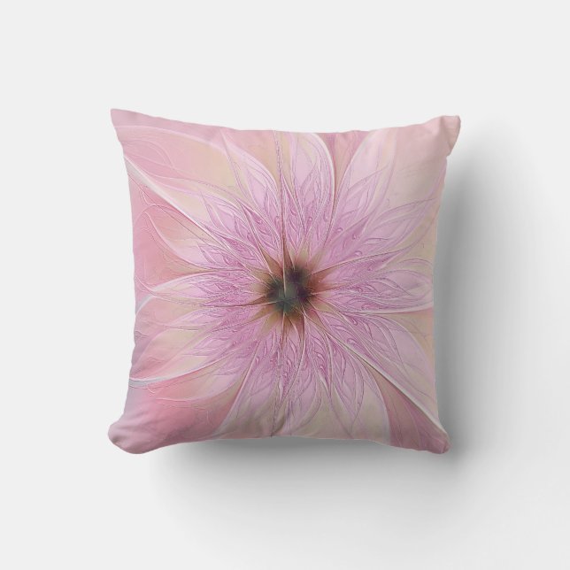 Pink Modern Valentine Flower Pillow Kussen (Voorkant)