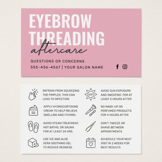 Pink moderne Simple Eyebrow Threading Aftercare (Devant & derrière)