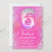 Pink modifiable 6e anniversaire Invitation Modèle  (Devant)